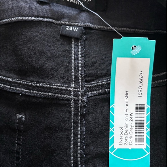 Liverpool Los Angeles Zora Denim Knit Pencil Skirt Dark Grey 24W - Picture 14 of 15